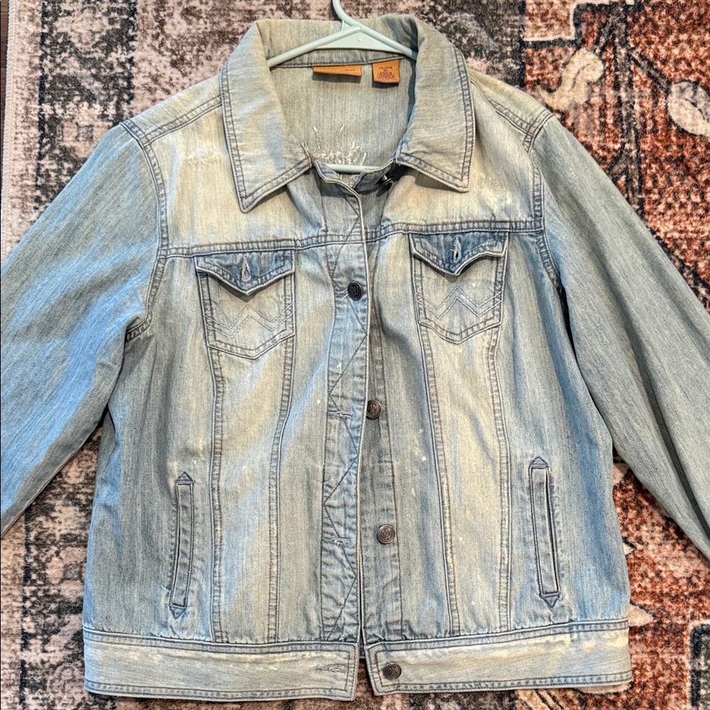 Wrangler Jacket in Light Denim with Orange Label